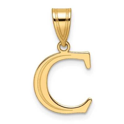 Etched Letter C Initial Pendant 14k Polished Gold YC1539C, MPN: YC1539C,