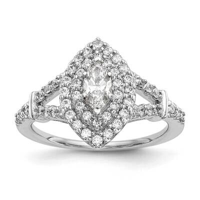 Double Halo Holds 3/8 Carat 7.0X3.5mm Marquise Center 1/2 Carat Diamond Semi-Mount Engagement Ring …