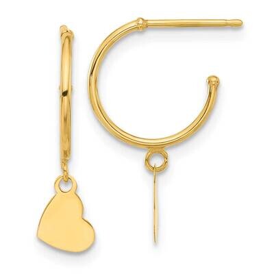 Hoop Heart Post Earrings 14k Polished Gold YE2197, MPN: YE2197, 196904098875