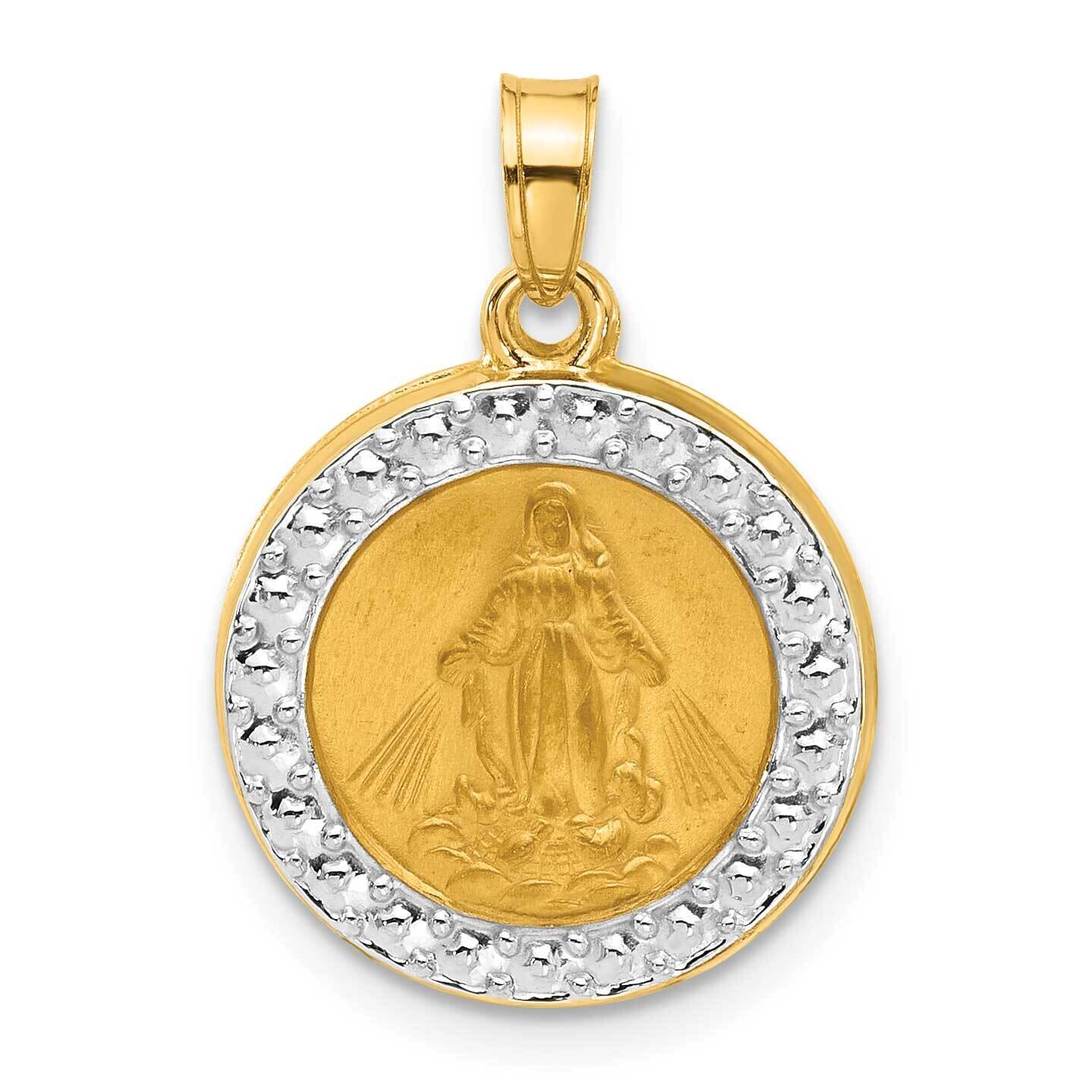 Hollow Miraculous Mary Plain Back Medal 14k Gold White Rhodium  XR2109 by Men&#39;s Jewelry and Accesso…
