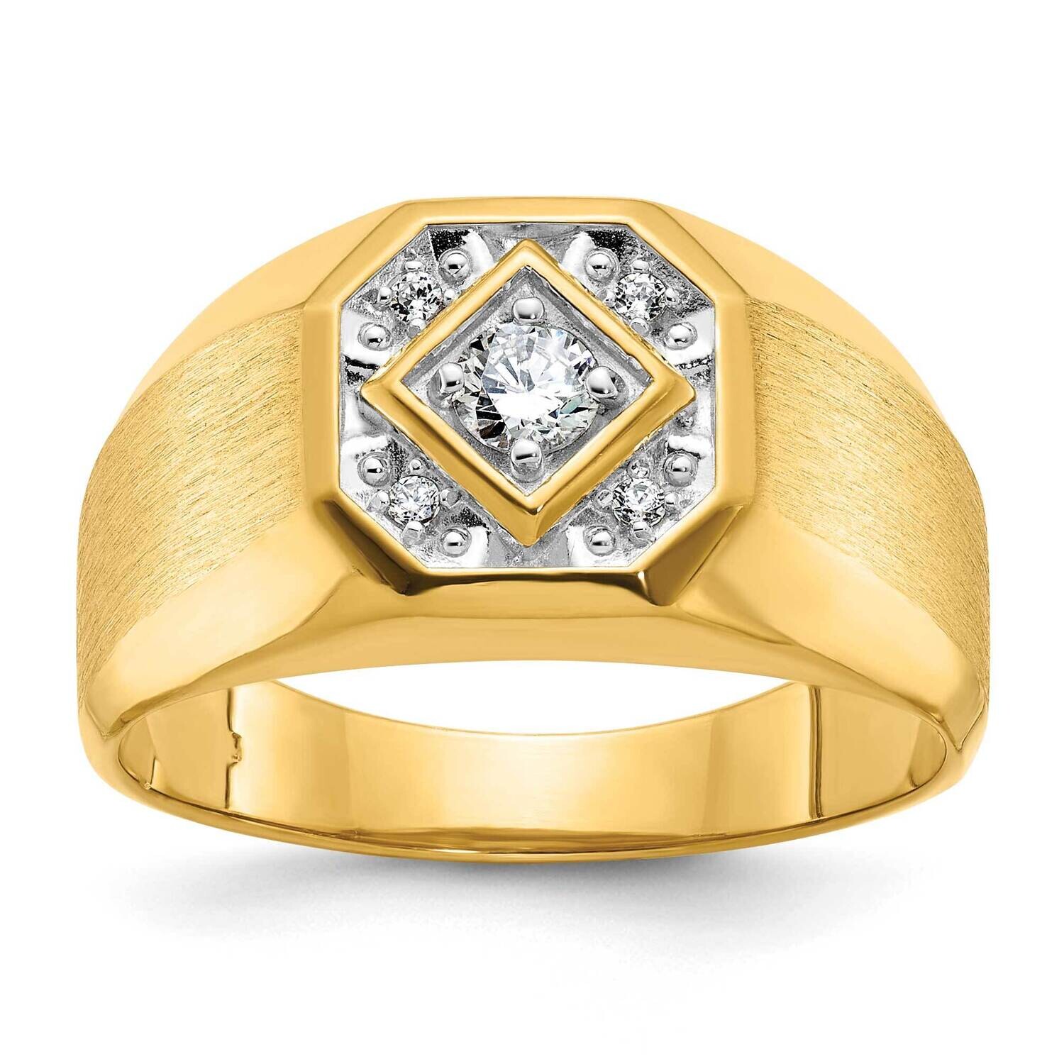 Ibgoodman Men's Polished Satin 1/6 Carat Diamond Complete Ring 14k Gold B56711-4YAA