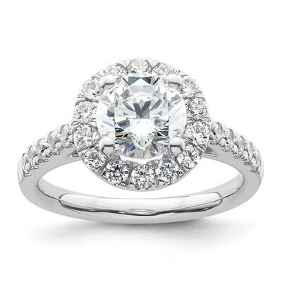 Halo Holds 1.5 Carat 7.5mm Round Center 3/4 Carat Diamond Semi-Mount Engagement Ring 14k White Gold…
