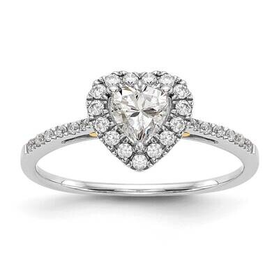 Halo Holds 1 Carat 6.5mm Heart Center 1/3 Carat Diamond Semi-Mount Engagement Ring 14k Two-Tone Gol…