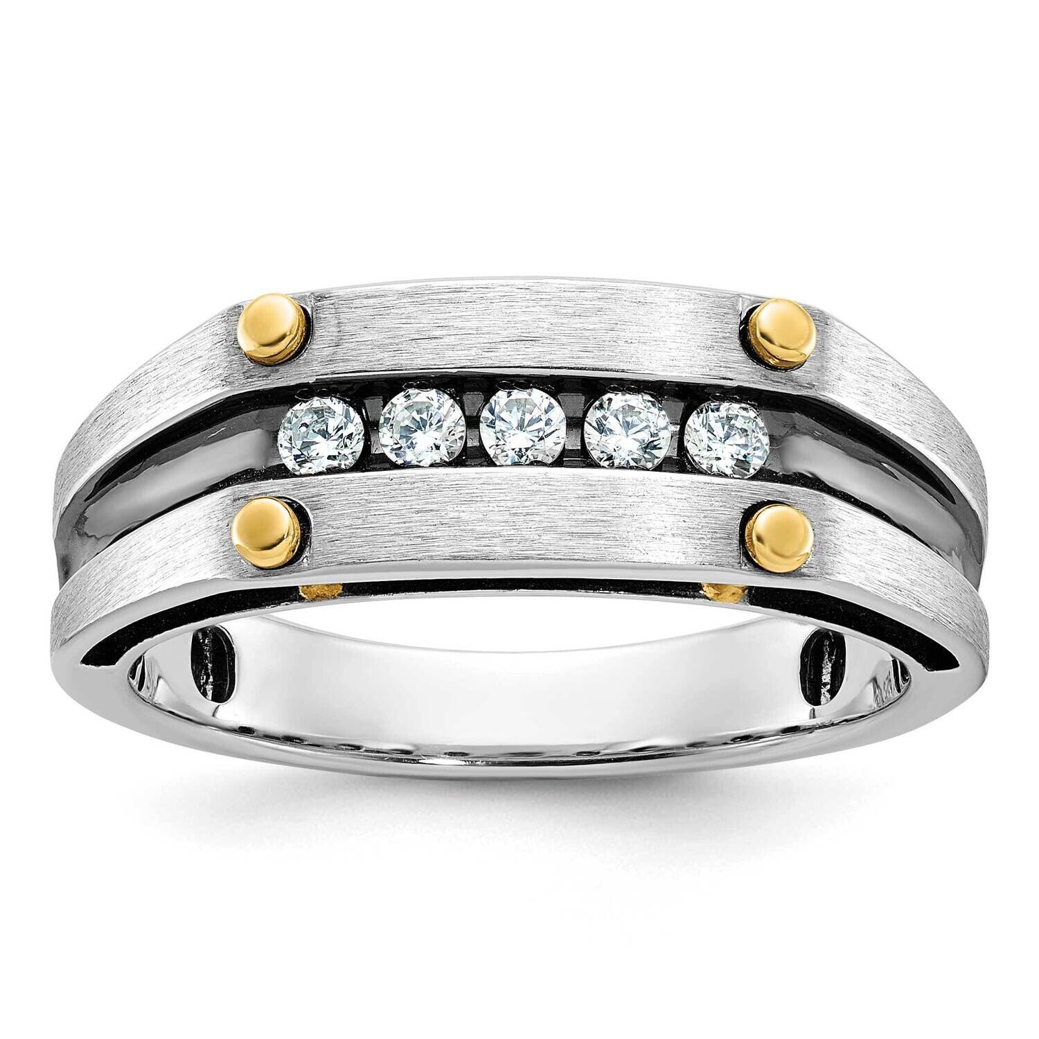 Black Rhodium Ibgoodman Men&#39;s Satin 1/4 Carat Diamond Complete Ring 14k Two-Tone Gold B63778-4WYAA …