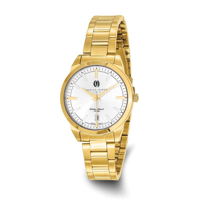 Ladies Charles Hubert Gold Plated Silver-Tone Dial Watch Stainless Steel XWA6564