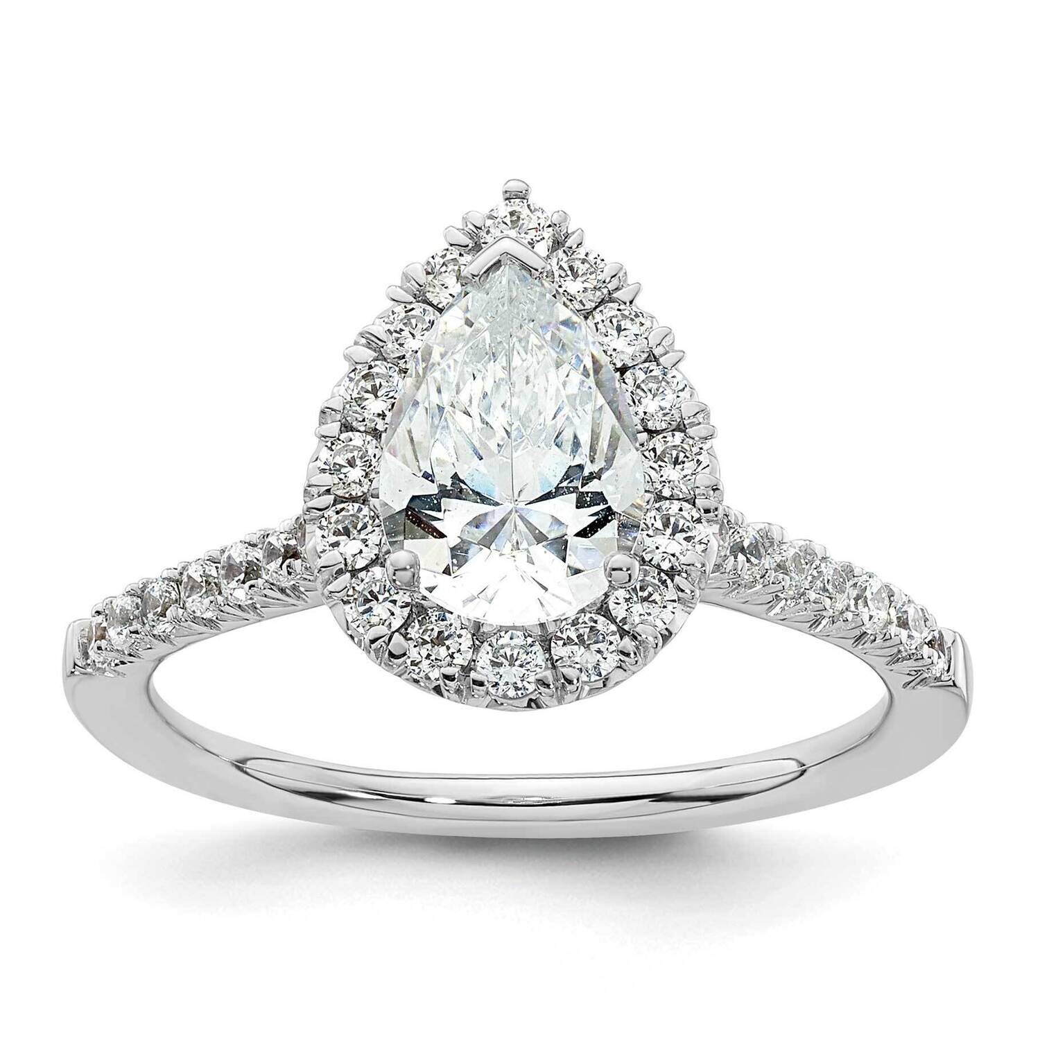 Halo Holds 1.25 Carat 9.1X6.00mm Pear Center 1/2 Carat Diamond Semi-Mount Engagement Ring 14k White…