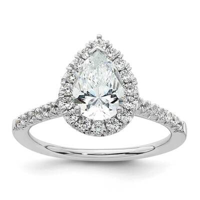 Halo Holds 1.25 Carat 9.1X6.00mm Pear Center 1/2 Carat Diamond Semi-Mount Engagement Ring 14k White…