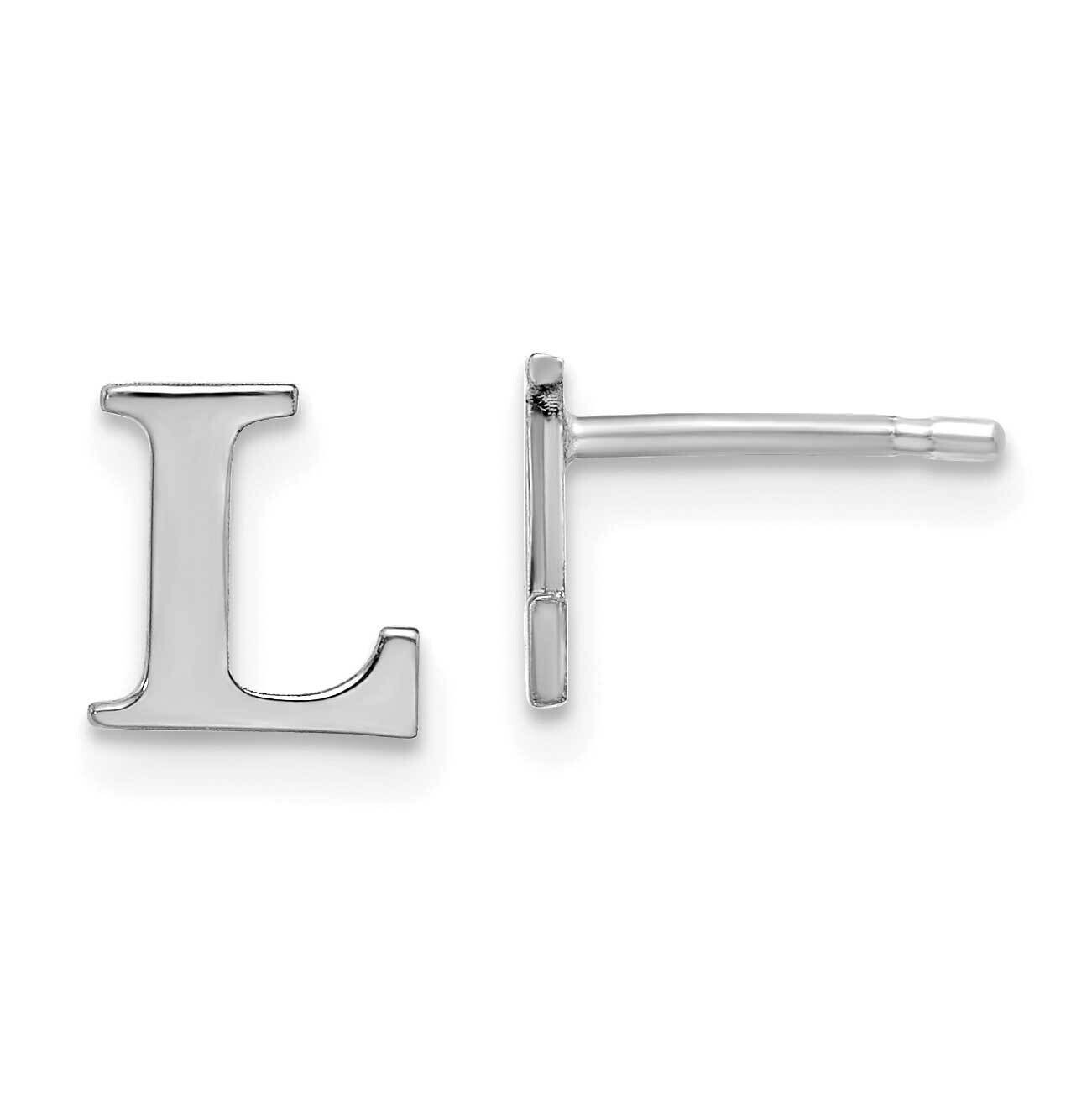 Letter L Initial Post Earrings Sterling Silver Rhodium-Plated XNE46SS/L