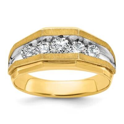 Ibgoodman Men&#39;s Polished Satin 5-Stone 1 Carat Aa Quality Diamond Ring 14k Gold White Rhodium B5671…