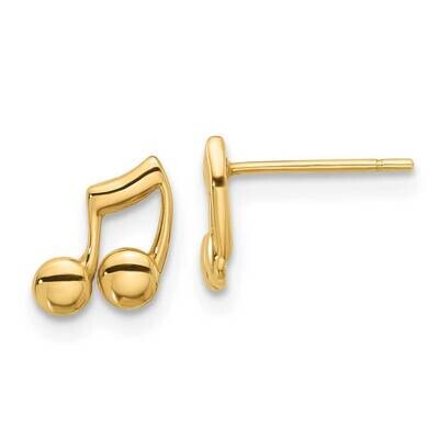 Music Notes Post Earrings 14k Polished Gold YE2220, MPN: YE2220, 716838383344