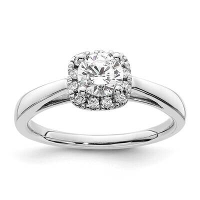 Halo Holds 1/2 Carat 5.2mm Round Center 1/8 Carat Diamond Semi-Mount Engagement Ring 14k White Gold…