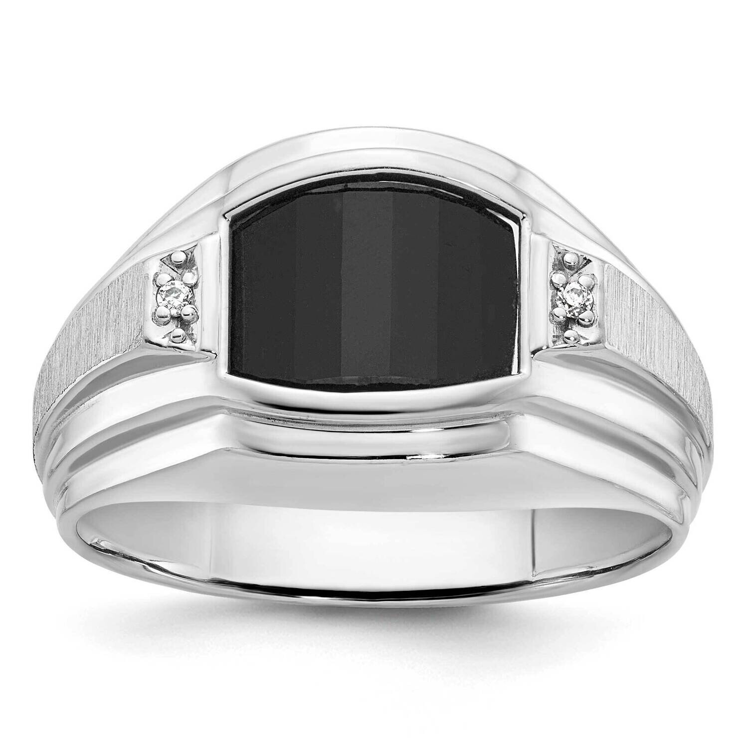 Ibgoodman Men&#39;s Satin Onyx Diamond Complete Ring 14k White Gold B84652-4WOX/AA by IBGoodman, MPN: B…