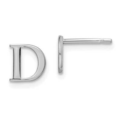 Letter D Initial Post Earrings Sterling Silver Rhodium-Plated XNE46SS/D, MPN: XNE46SS/D,