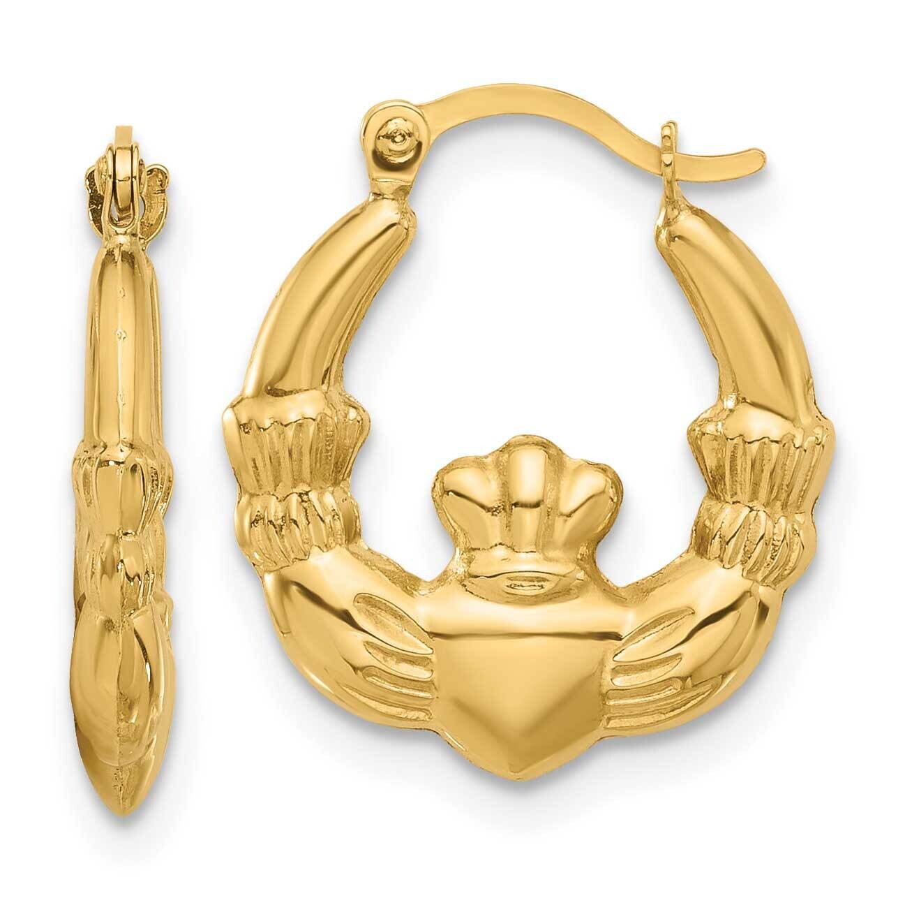 Claddagh Hoop Earrings 14k Polished Gold YE2139, MPN: YE2139,