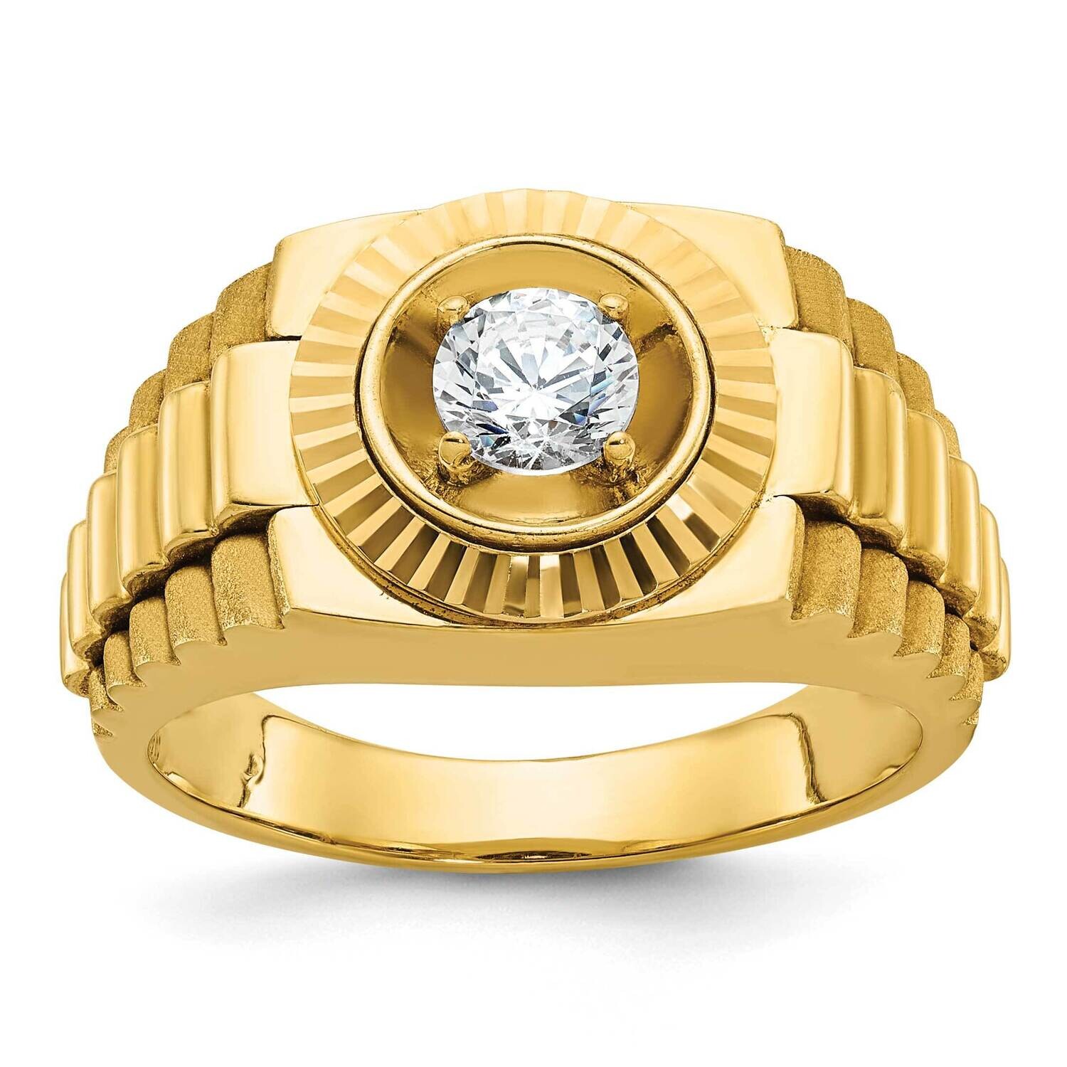 Ibgoodman Men&#39;s Polished Satin Textured 1/2 Carat Aa Quality Diamond Ring 14k Gold B58332-4YAA by I…