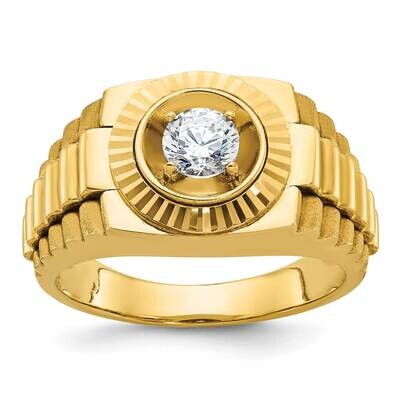 Ibgoodman Men&#39;s Polished Satin Textured 1/2 Carat Aa Quality Diamond Ring 14k Gold B58332-4YAA by I…