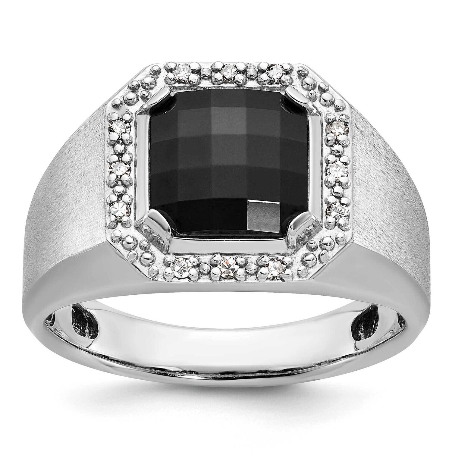 Ibgoodman Men's Onyx 1/8 Carat Diamond Complete Ring 14k White Gold B84672-4WOX/AA
