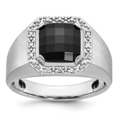 Ibgoodman Men&#39;s Onyx 1/8 Carat Diamond Complete Ring 14k White Gold B84672-4WOX/AA by IBGoodman, MP…
