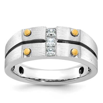 Black Rhodium Ibgoodman Men&#39;s Satin 1/3 Carat Diamond Complete Ring 14k Two-Tone Gold B63826-4WYAA …