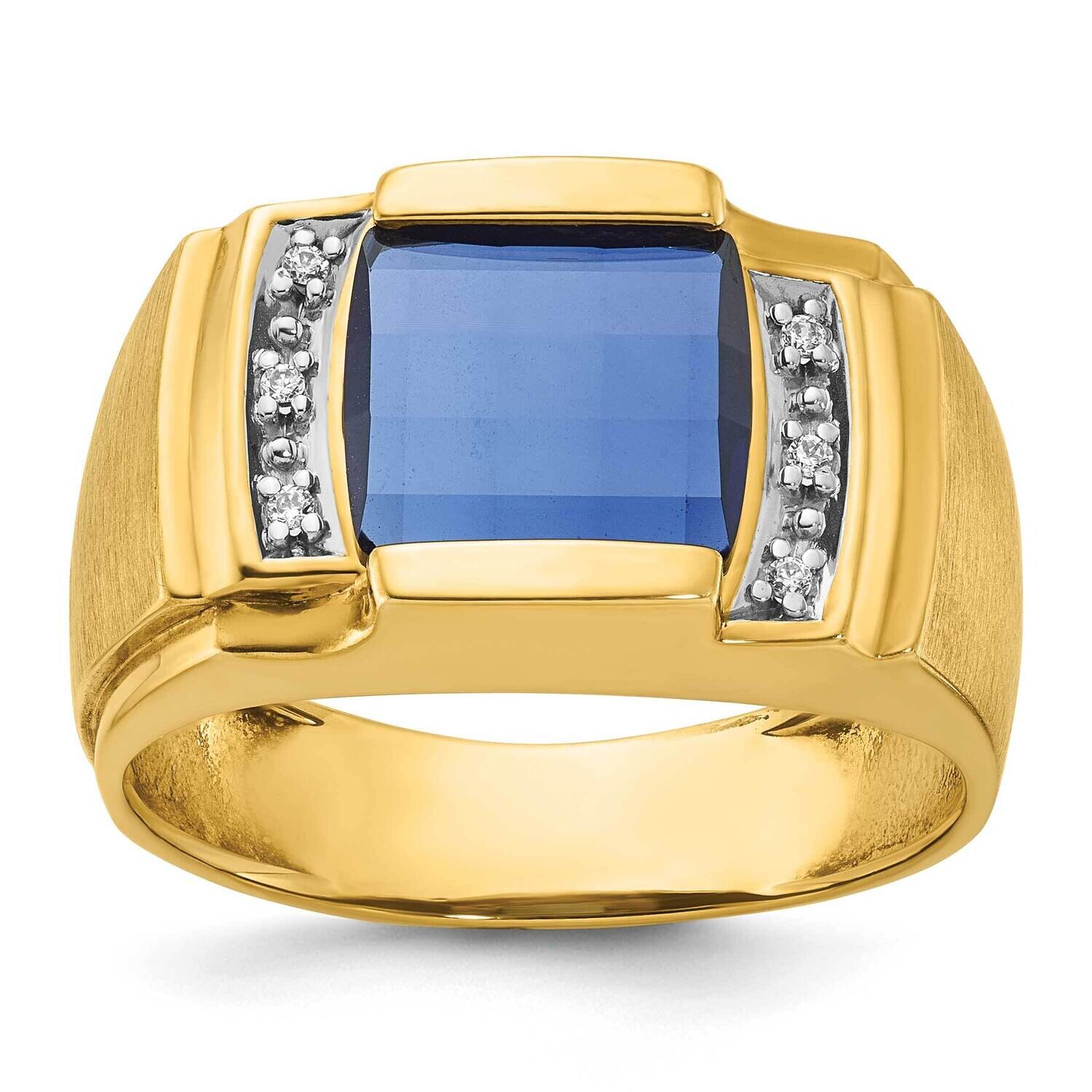 Ibgoodman Men&#39;s Created Sapphire 1/20 Carat Diamond Complete Ring 14k Gold B57702-4YCS/AA by IBGood…