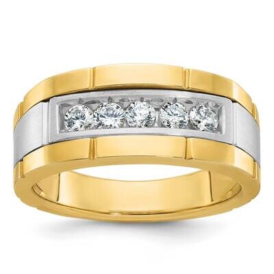 Ibgoodman Men&#39;s Polished Satin 5-Stone 1/2 Carat Aa Quality Diamond Ring 14k Two-Tone Gold B63919-4…