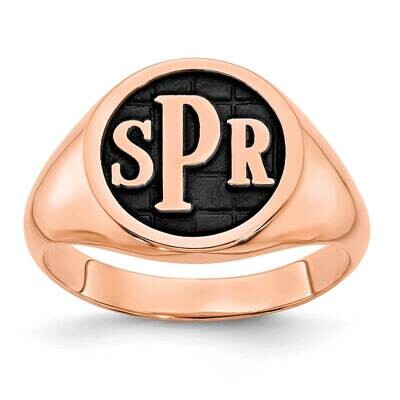 Rose-Plated Polished Enameled Background Monogram Signet Ring Sterling Silver XNR44RP, MPN: XNR44RP,