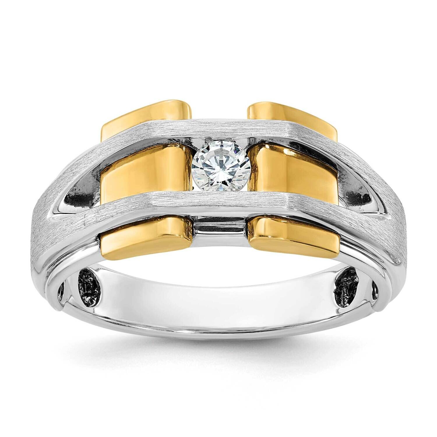 Ibgoodman Men&#39;s Polished Satin 1/5 Carat Diamond Complete Ring 14k Two-Tone Gold B63726-4WYAA by IB…