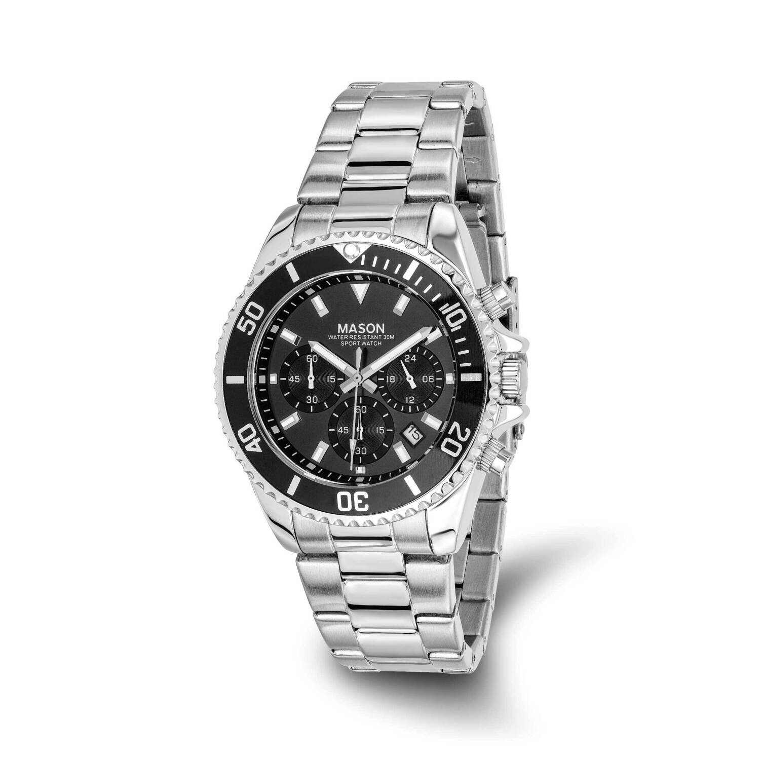 Mason Sales Chronograph Black Dial Watch Stainless Steel XWA6513, MPN: XWA6513,