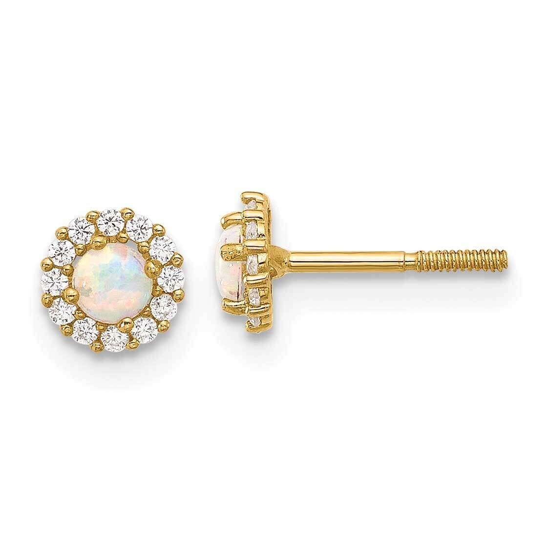 CZ Created Opal Circle Screwback Post Earrings 14k Polished Gold YE2134, MPN: YE2134,