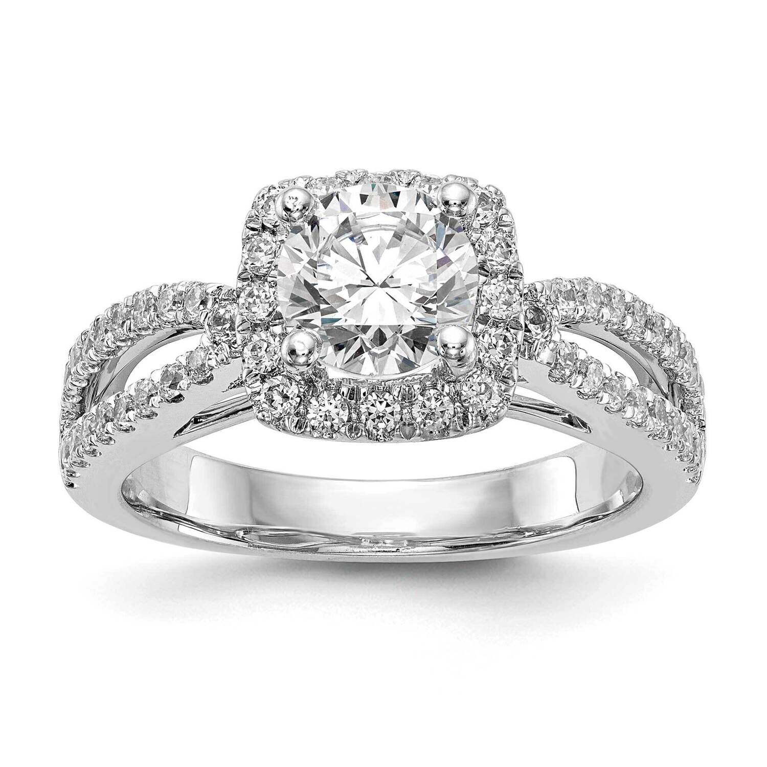 Halo Plus Holds 1 Carat 6.5mm Round Center 5/8 Carat Diamond Semi-Mount Engagement Ring 14k White G…