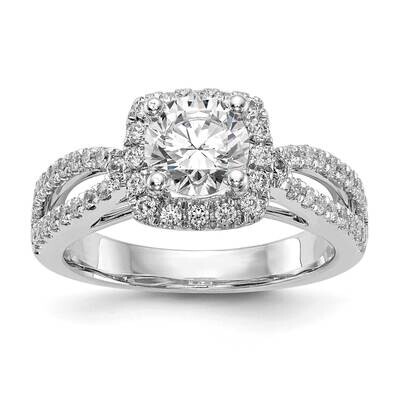 Halo Plus Holds 1 Carat 6.5mm Round Center 5/8 Carat Diamond Semi-Mount Engagement Ring 14k White G…