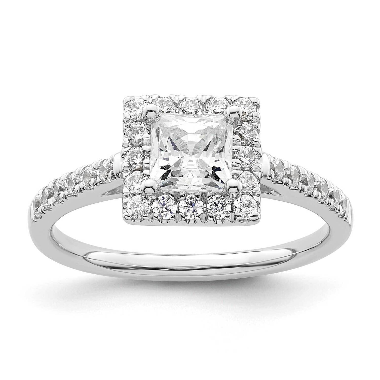 Halo Plus Holds 3/4 Carat 5.00mm Princess Center 3/8 Carat Diamond Semi-Mount Engagement Ring 14k W…