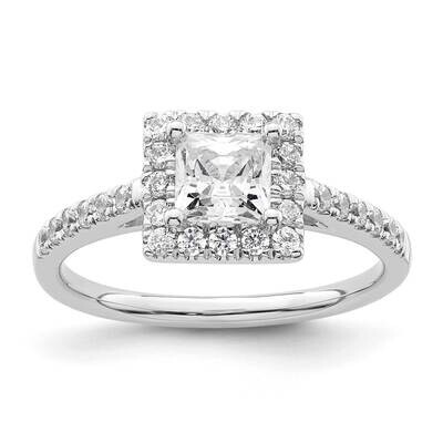 Halo Plus Holds 3/4 Carat 5.00mm Princess Center 3/8 Carat Diamond Semi-Mount Engagement Ring 14k W…