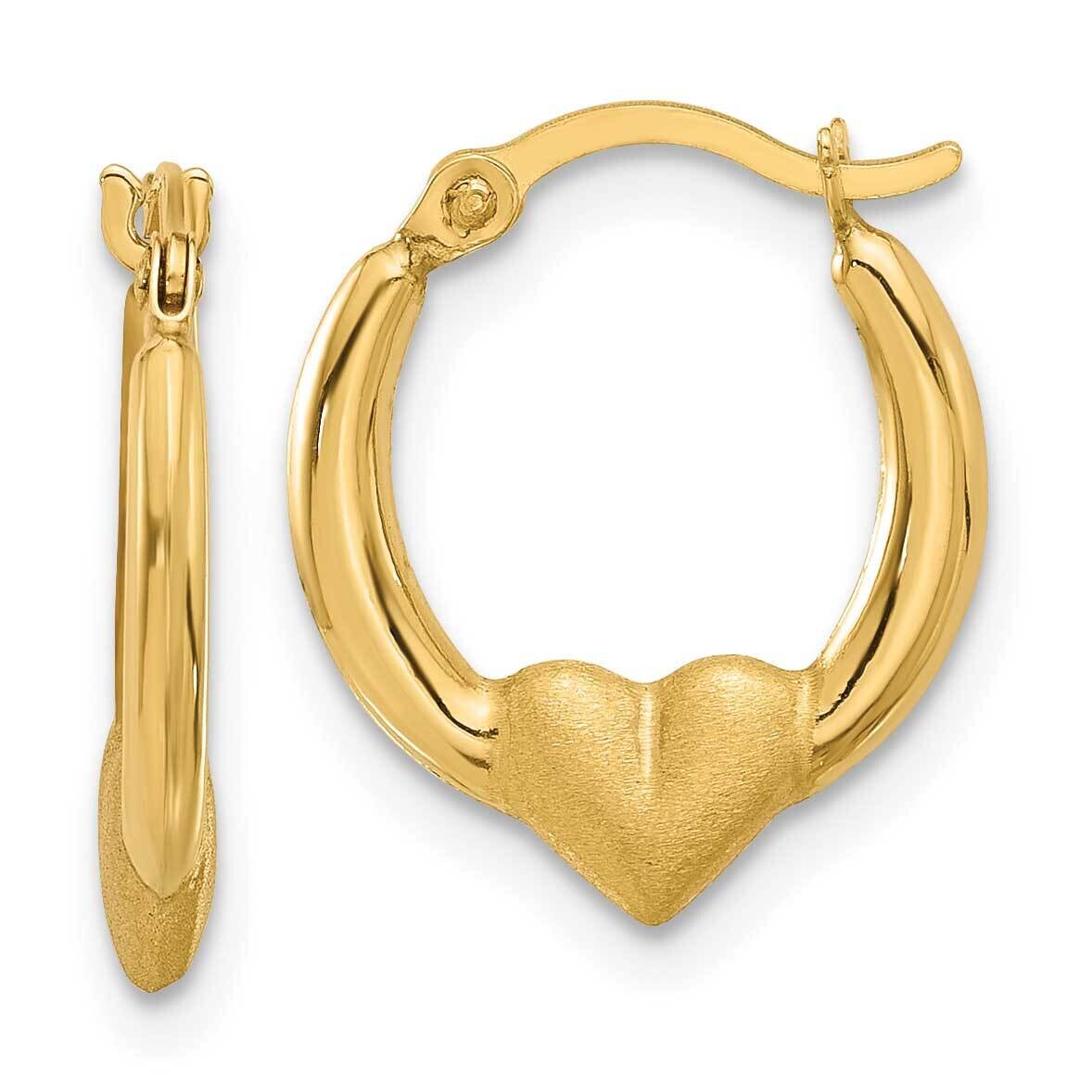 Satin Heart Hoop Earrings 14k Polished Gold YE2140