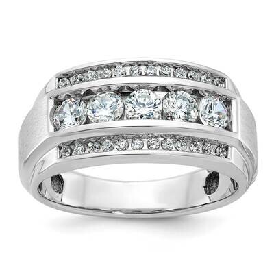 Ibgoodman Men&#39;s Polished Satin 3-Row 1 1/4 Carat Aa Quality Diamond Ring 14k White Gold B64046-4WAA…