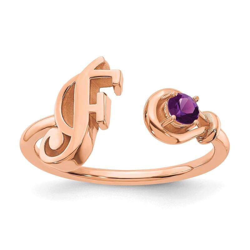 Rose-Plated Letter F Birthstone Ring Sterling Silver XNR81FRP