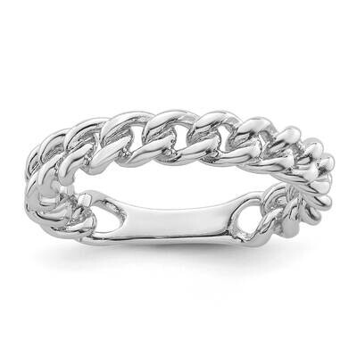 Polished Chain Link Ring Sterling Silver Rhodium-Plated QR7517-6, MPN: QR7517-6,