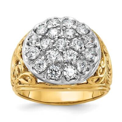 Ibgoodman Men&#39;s Polished Filigree 2 Carat Aa Quality Diamond Cluster Ring 14k Two-Tone Gold B01539A…