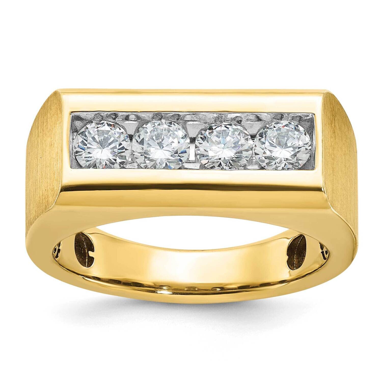 Ibgoodman Men's Polished Satin 4-Stone 1 Carat Aa Quality Diamond Ring 14k Gold B64170-4YAA