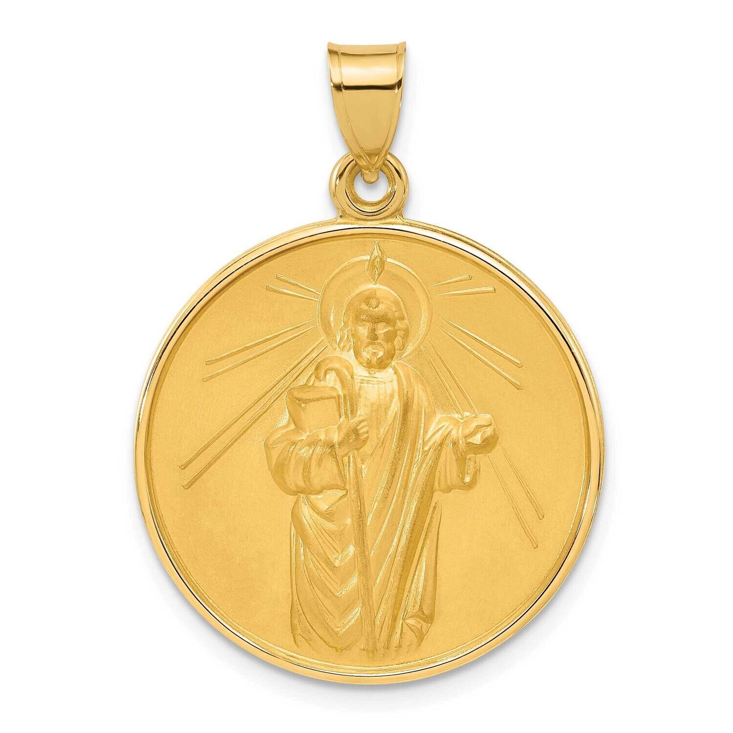 Satin Solid St Jude Thaddeus Medal 14k Polished Gold XR2148