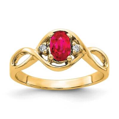 Gold 6X4mm Oval Ruby Aa Diamond Ring 14k Gold Y2086YR/AA, MPN: Y2086YR/AA,