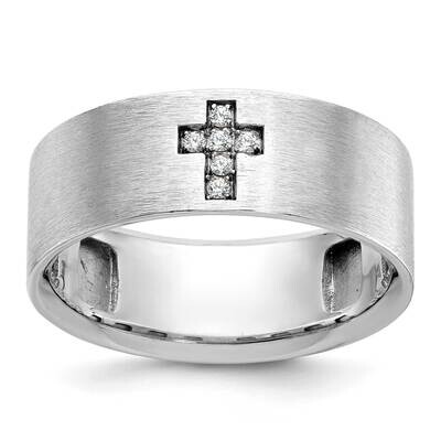 Ibgoodman Men&#39;s Satin 1/20 Carat Aa Quality Diamond Cross Ring 14k White Gold B58773-4WAA by IBGood…