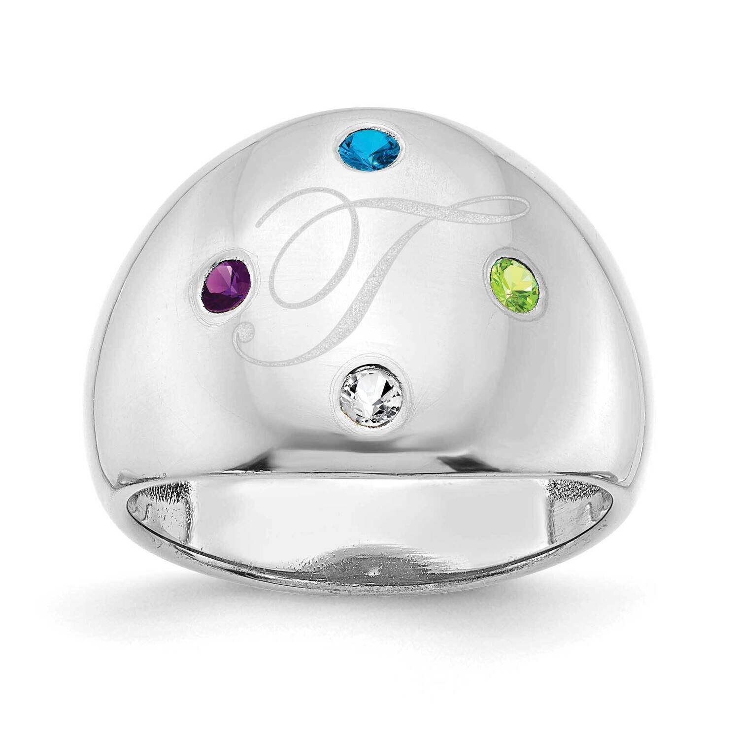 4 Birthstone Personalized Cigar Ring 14k White Gold XNR112W, MPN: XNR112W,
