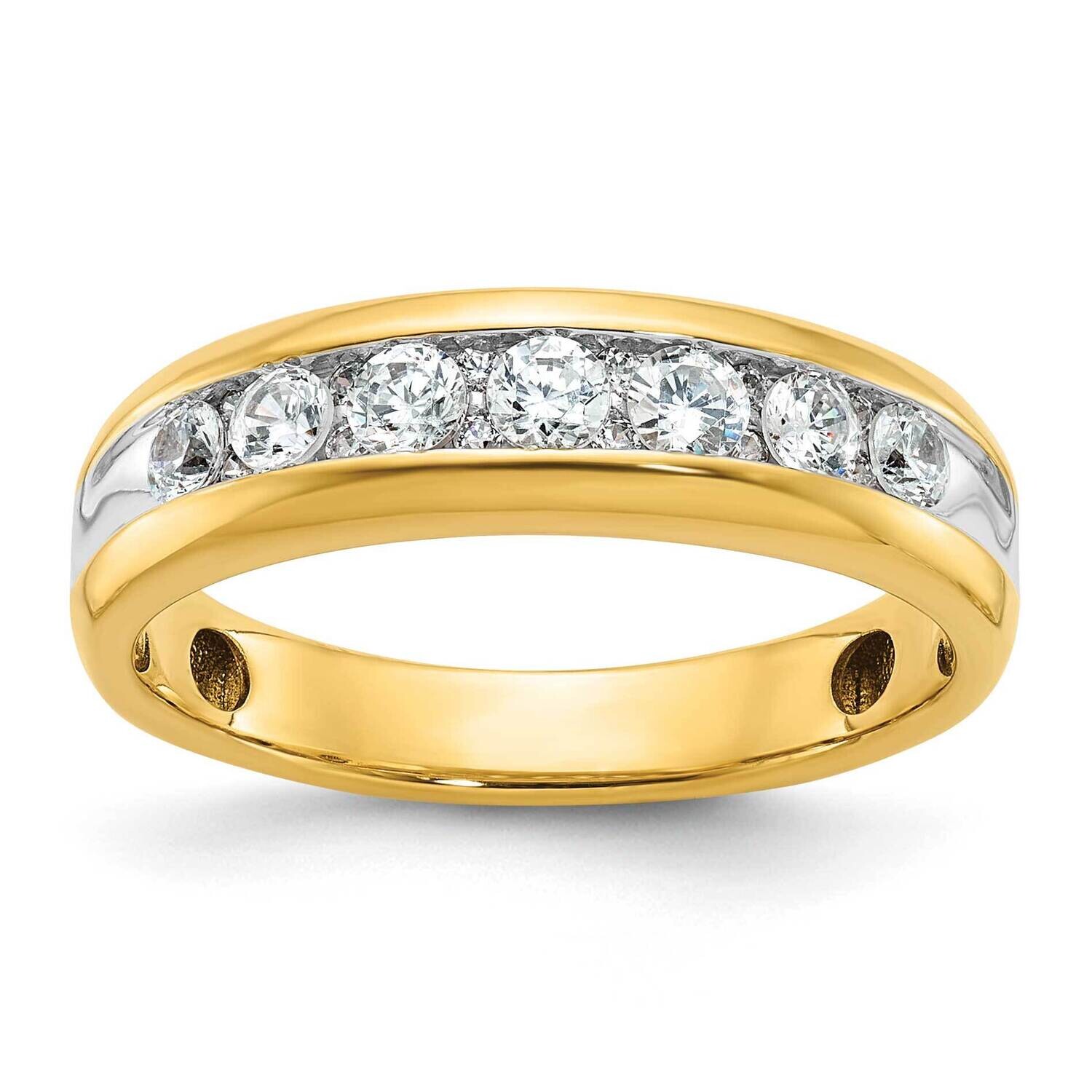 Ibgoodman Men's Polished 7-Stone 1/2 Carat Aa Quality Diamond Ring 14k Gold White Rhodium B64269-4YAA