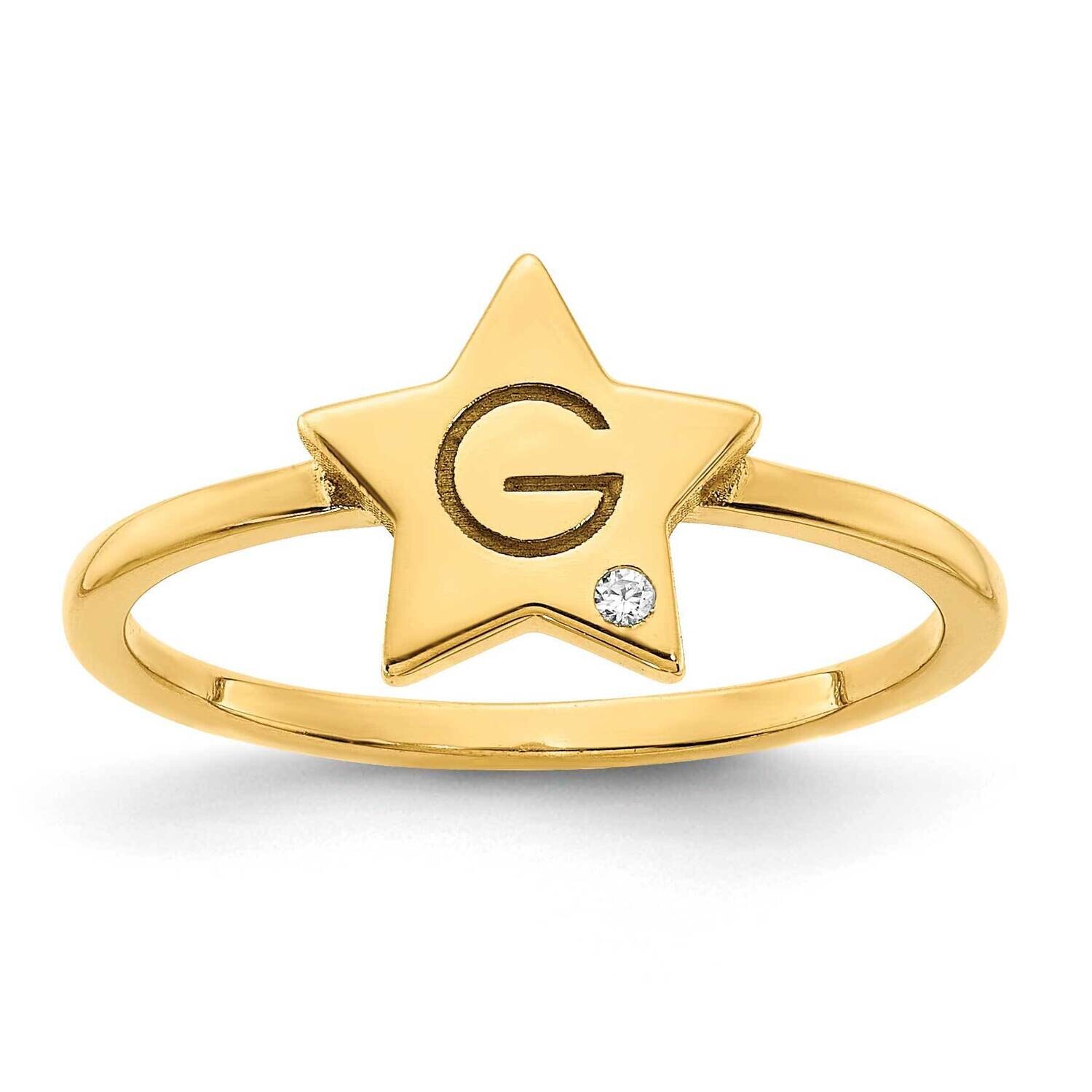 Initial Star Diamond Signet Ring 14k Gold XNR117Y, MPN: XNR117Y, 196904020852