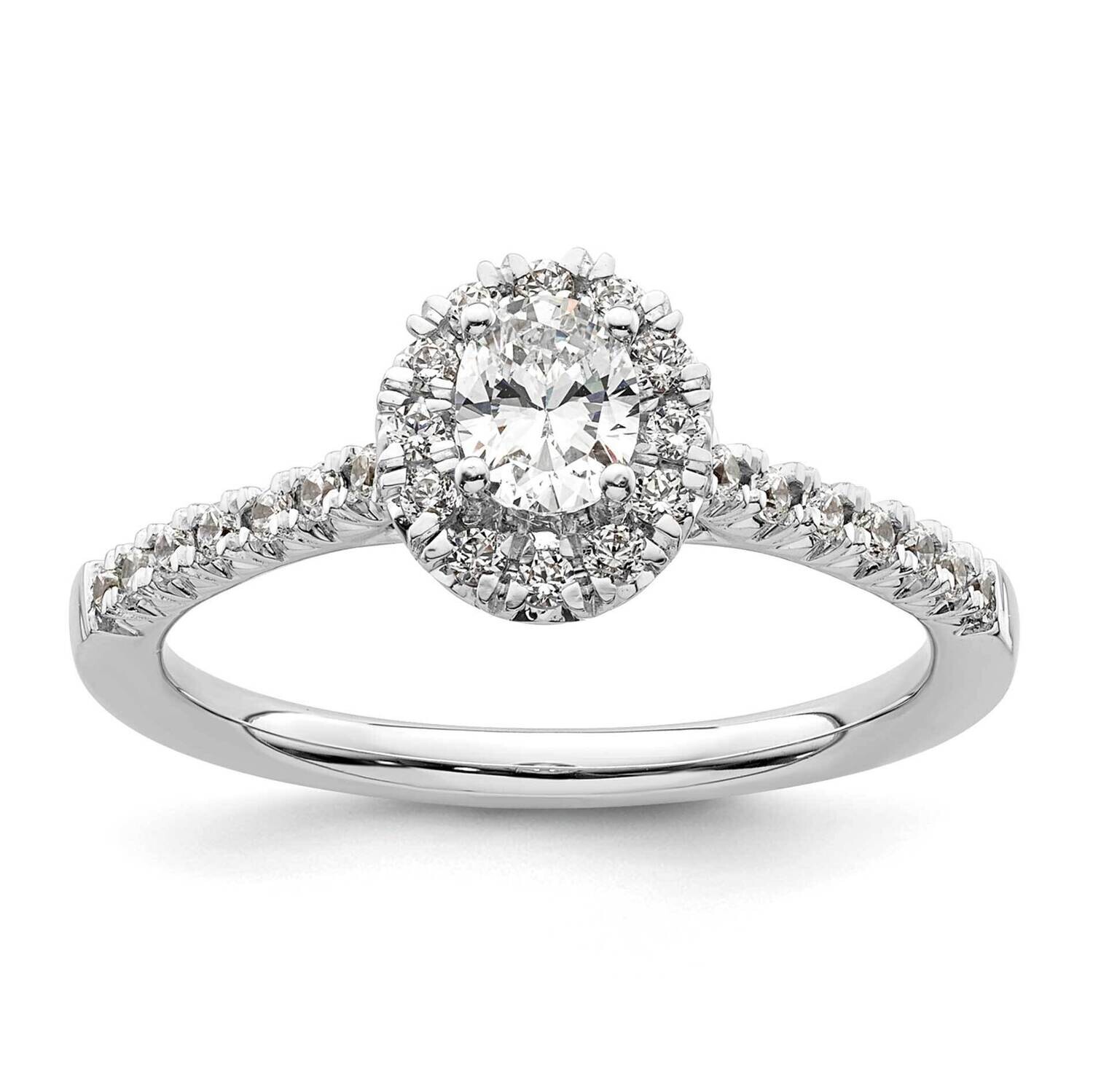 Halo Holds 1/3 Carat 5X4mm Oval Center 1/4 Carat Diamond Semi-Mount Engagement Ring 14k White Gold …