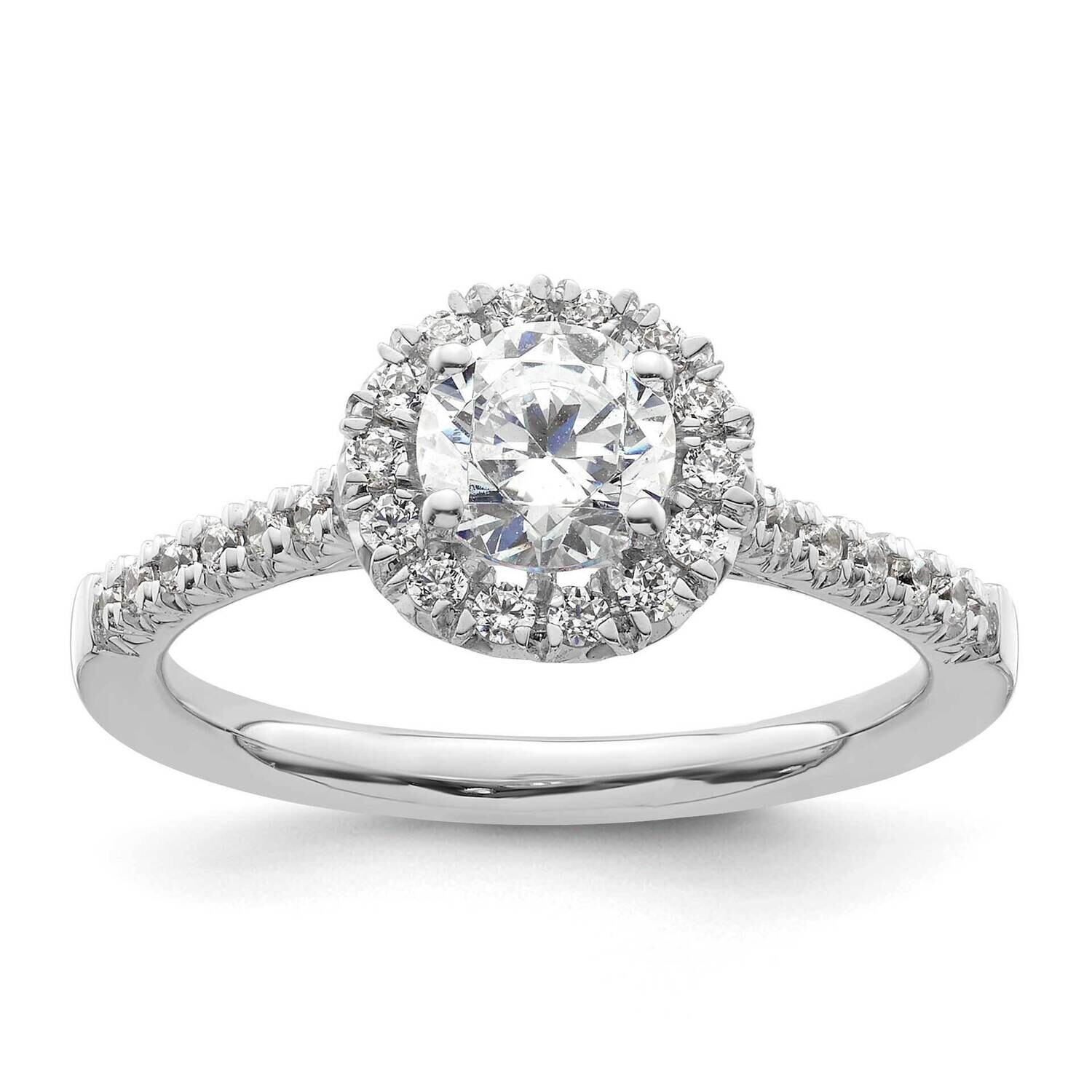 Halo Holds 3/4 Carat 5.7mm Round Center 1/3 Carat Diamond Semi-Mount Engagement Ring 14k White Gold…