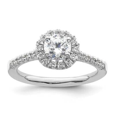 Halo Holds 3/4 Carat 5.7mm Round Center 1/3 Carat Diamond Semi-Mount Engagement Ring 14k White Gold…
