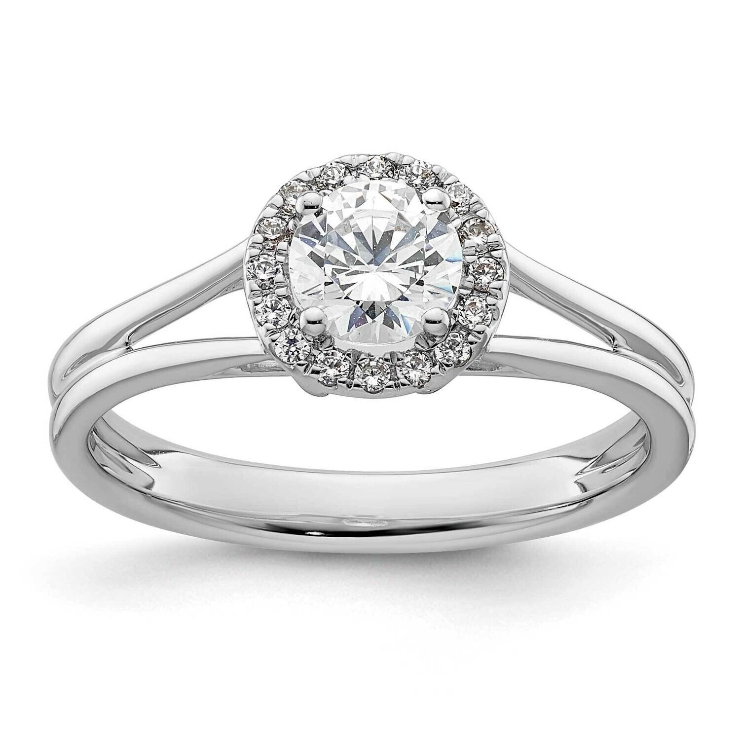 Halo Holds 1/2 Carat 5.2mm Round Center 1/10 Carat Diamond Semi-Mount Split Shank Engagement Ring 1…