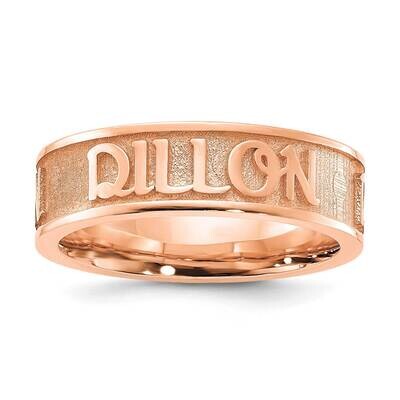 Rose-Plated Polished Sandblast Background Name Ring Sterling Silver XNR60RP, MPN: XNR60RP,